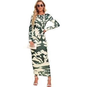 Micas Bodycon Maxi Dress Long Sleeve‎ Open Back Party Cocktail Dress Size Large